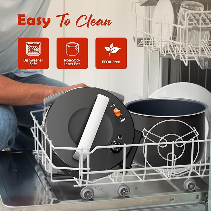 Fullwill 6QT Electric Pressure Cooker, 9-in-1 Multi-Use Programmable Pressure Cooker with Slow Cook, Rice Cook, Steamer, Sauté, Yogurt Maker, Food Warmer, 12+ Safety Features & Ceramic Non-Stick Pot