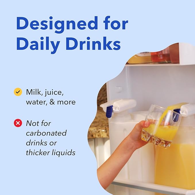 Magic Tap Automatic Drink Dispenser for Fridge, Teal (3 Pack), No Spill Milk Dispenser for Fridge, Automatic Milk Dispenser Pump for Gallon Jugs, Water & Juice, Fits Most Bottles, Batteries Required