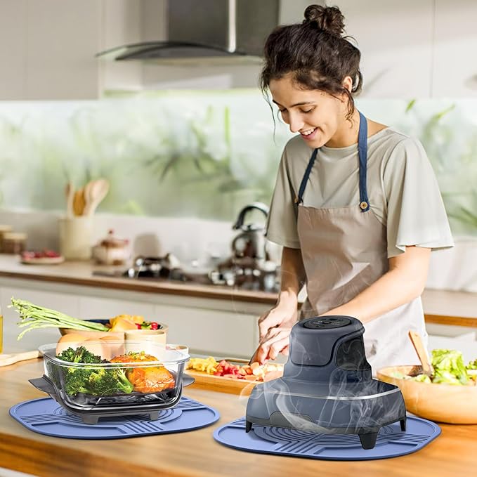Silicone Trivets Mat for Ninja Crispi air Fryer-Ninja Crispi accessories for Portable Glass Air Fryer Cooking System Holder, Non-Slip Protects Tabletop Clean from Damage, Easy to Clean
