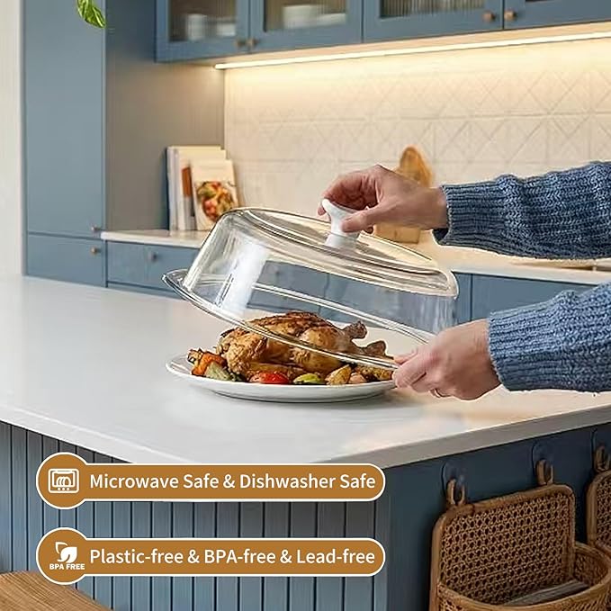 ACEPRUT New Upgrade Glass Microwave Splatter Cover with Ceramic Handle & Screw, Non Plastic Microwave Cover with Vent Hole, BPA Free, Dishwasher Safe