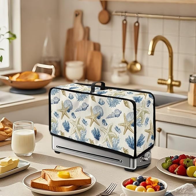 2 Slice Slim Toaster Cover Starfish Print Toaster Cover 2 Slice, Dustproof Fingerprint Protectors and Greasy Protection for Kitchen Small Appliances, Easy to Clean