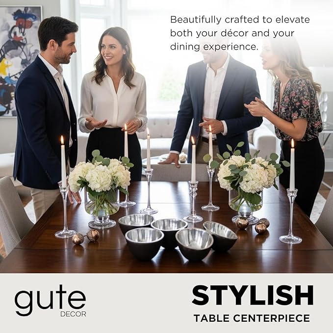 5 Cluster Decorative Bowls Dark Matte Bronze/Black & Chrome Silver Snack Tray Bowl Chip & Dip Serving Piece Strong Centerpiece Beautiful Room Accent & Entertaining Parties Home Decor Wedding Gifts 15"