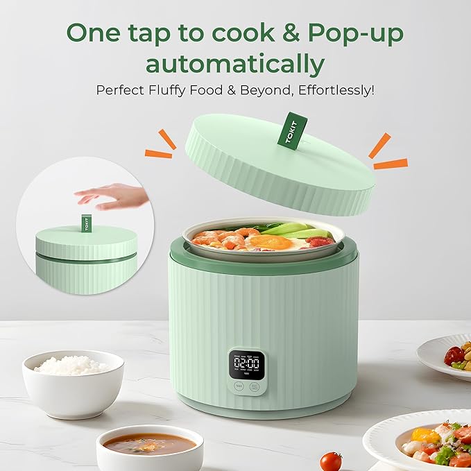Compact Mini Rice Cooker Small Kitchen 3-Cup (Uncooked) / 6-Cup (Cooked), Non Stick Ceramic Inner Pot Rice Maker, 24H Timer Delay, Auto Keep Warm, 8 Functions Multicooker For Brown Rice, Steam, Soup