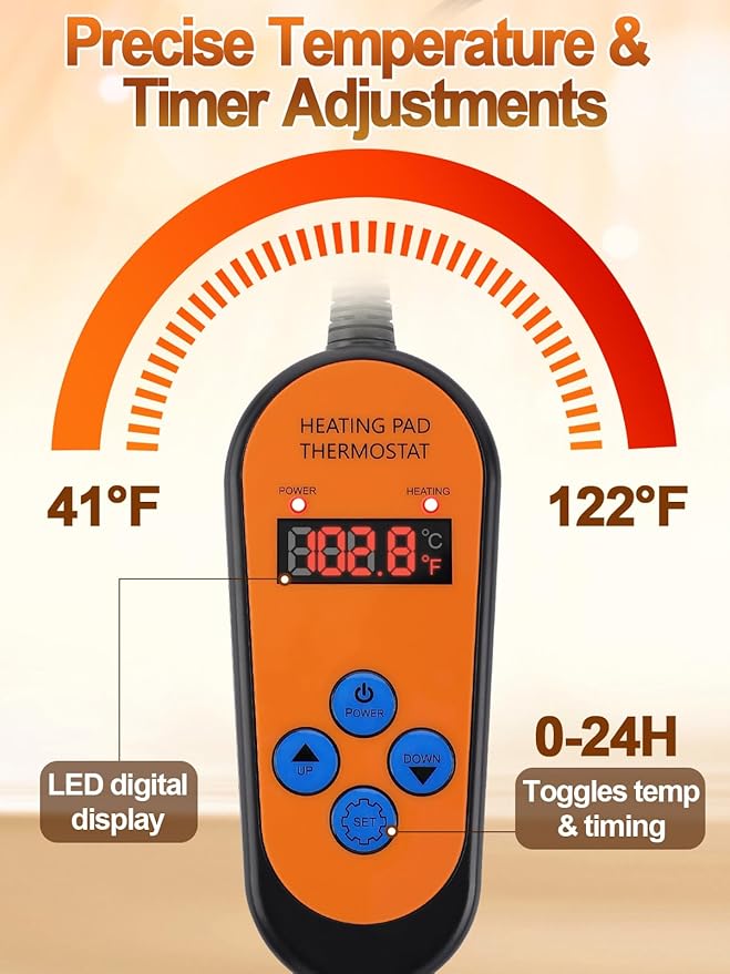 Thermostat Sourdough Warming Mat with Cover for Winter Proofing - 11.8"x15.7" Bread Proofer Starter Warmer Kit with 41~122°F Adjustable, Gifts for People Who Love Baking