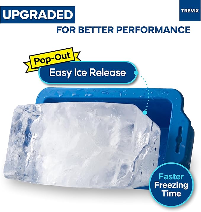 Trevix Ice Block Mold for Ice Bath (2 PCS) - Makes 9 LBS Large Ice Cube Molds, Reusable Ice Cube Tray, Large Silicone Ice Molds (Blue, 2pcs(9lbs))