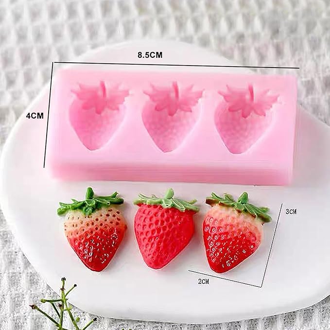 7 Pack Strawberry Baking Mold 3D Strawberry Embed Silicone Fruit Shape Pastry Mold Silicone Handmade Candy Bow Molds for Chocolate Fondant Ice Cream Cupcake Cake Decor - QS7