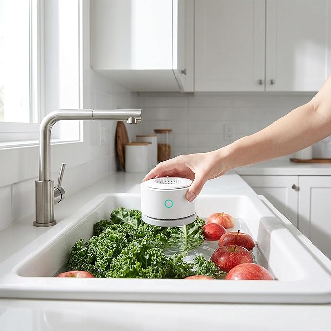 Fruit and Vegetable Purifier | Household Electrolysis Food Cleaner for Fruits, Vegetables & Seafood | Quick 3-Minute Deep Clean | Compact Modern Kitchen Necessity