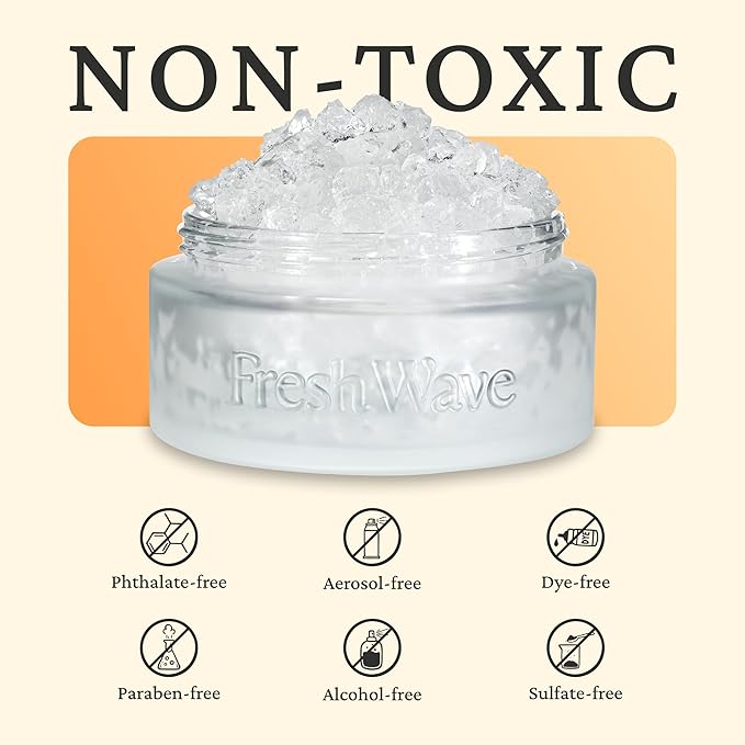 Fresh Wave Odor Removing Gel Eco-Refill, 63 oz. Orange Scent | 2 Empty Refillable Glass Jars | 2 Room Set