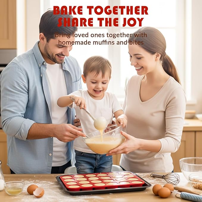 HKNMTT Silicone Mini Muffin Pan for Baking, Cupcake Egg bites Brownie Mold 24 Cup Regular Size, Oven Safe BPA Free kitchen Appliances