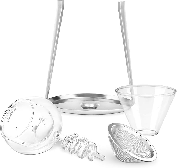 Final Touch Glass Twister Aerator Decanter - Wine Oxygenation System, 3 Phase Aeration, Stainless Steel Filter, Globe Design, Adapter & Stand (WDA918)