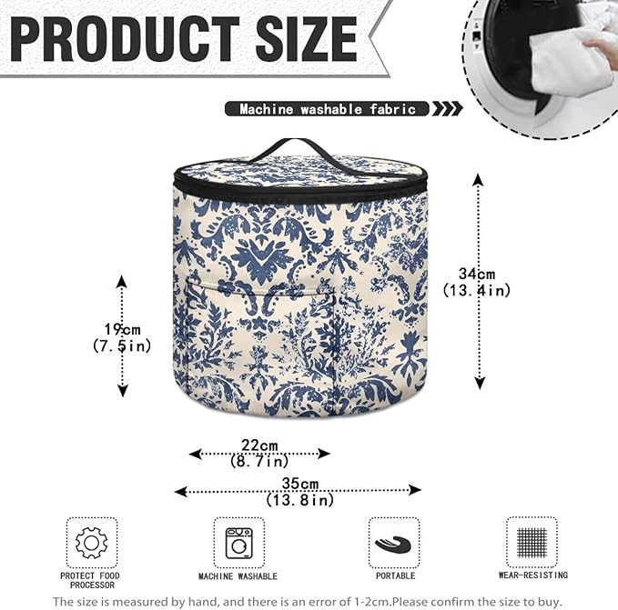 Electric Damask Flower Pressure Cooker Insulation Bag for Home Reusable Pressure Cooker Storage Bag Retro Kitchen Appliance Dust Cover for Picnic