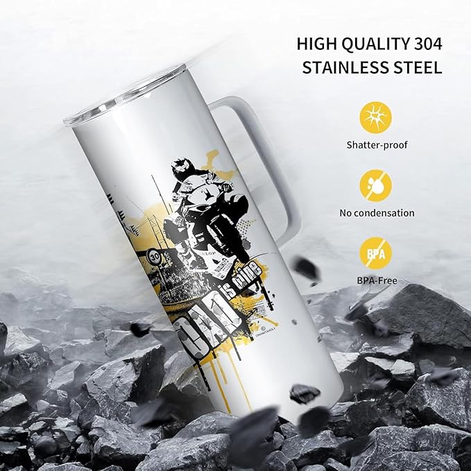 AGH 20OZ Sublimation Straight Skinny Tumbler with Handle, 6Pack Stainless Steel Coffee Mugs with Lids and Straws, Double wall Insulated Tumbler for Coffee,Tea,Beer and Juice.