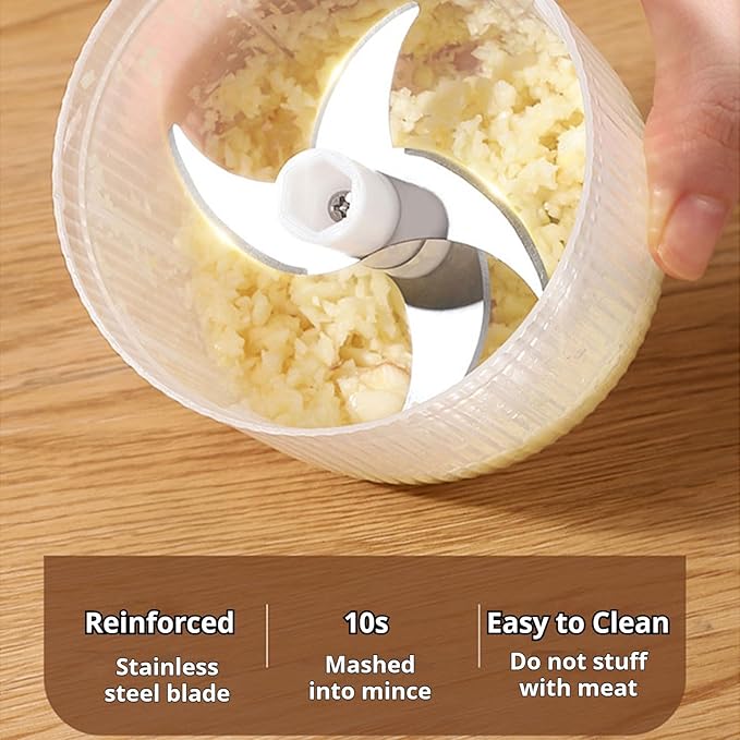 2026 Upgraded Electric Garlic Chopper, Mini Portable Veggie Cutter, USB Rechargeable, 350ML Portable Cordless Mini Food Processor for Nuts Chili Onion Minced Meat and Spices (Blue*1)