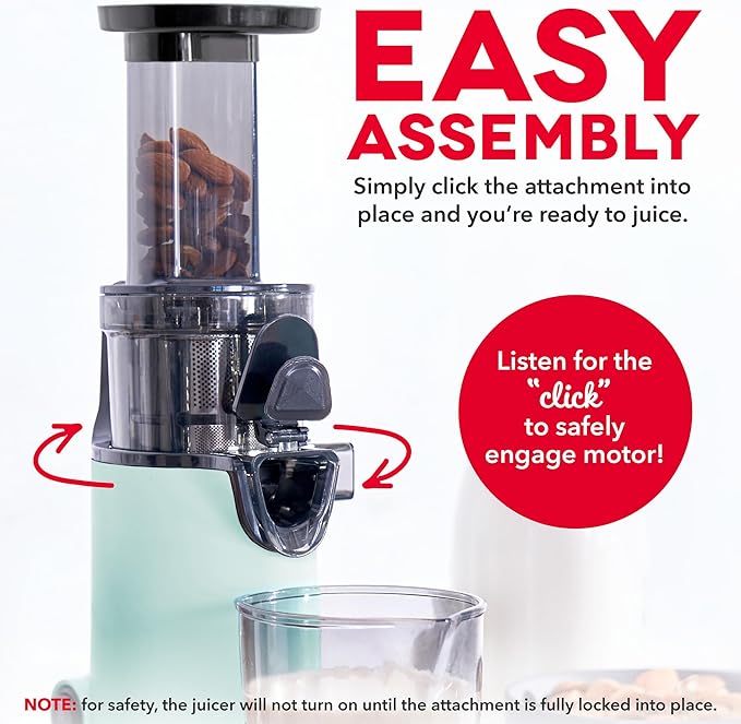Dash Deluxe Compact Cold Press Juicer - Slow Masticating Juicer Machine for Fruits and Vegetables with Frozen Attachment - Easy to Clean Juice Press for Home Countertops - Aqua