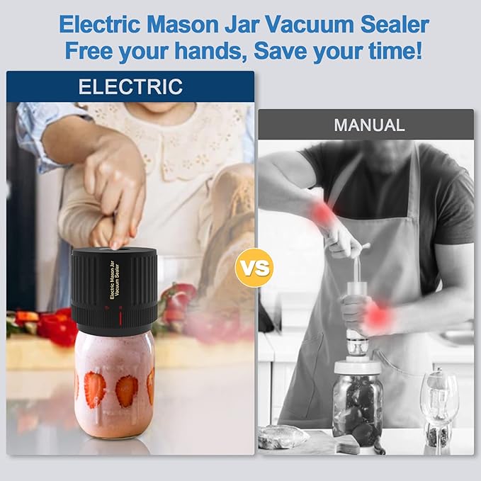 LOVE MOMENT Electric Mason Jar Vacuum Sealer Kit Black & Yellow