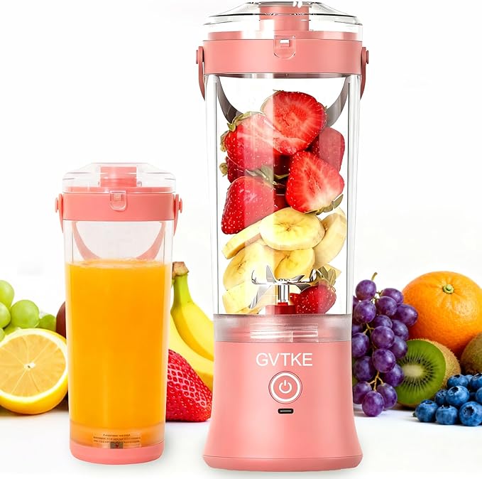Portable Blender Dual Mode 18000RPM 20Oz Blending Cup Ice Crushing Smoothie Frozen Fruit Mini Home Gym Travel(Pink)