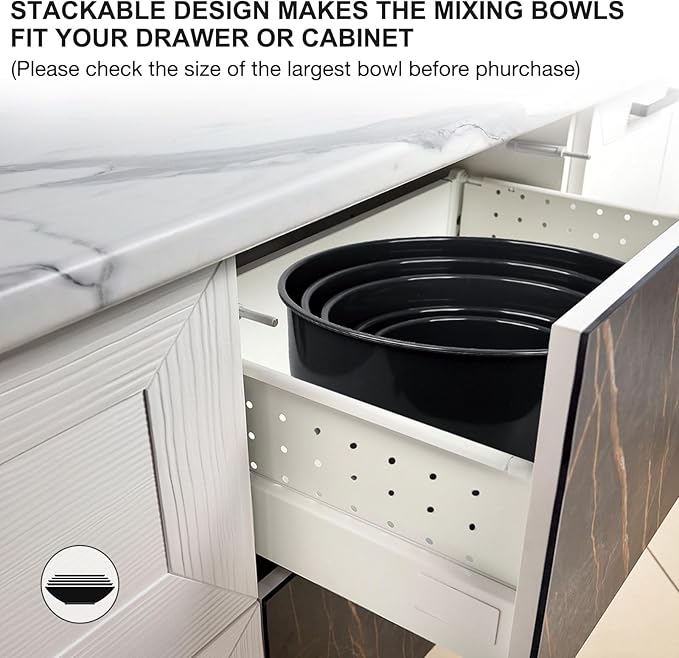 Greentainer Plastic Mixing Bowls with Lids Set for Kitchen, 5 Set Nesting Bowls for Mixing, Baking, Prepping, Cooking and Serving Food, Mixing Bowls Dishwasher, Microwave Safe