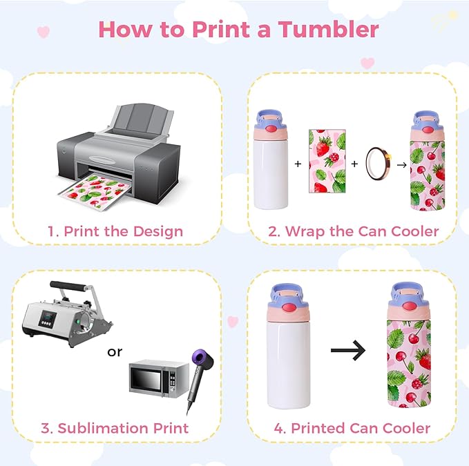 30 Pack 12 OZ Sublimation Straw Sippy Cup Blank Tumblers Double Wall Vacuum Insulated Mixed Color Thermoses Stainless Steel Water Bottles for School
