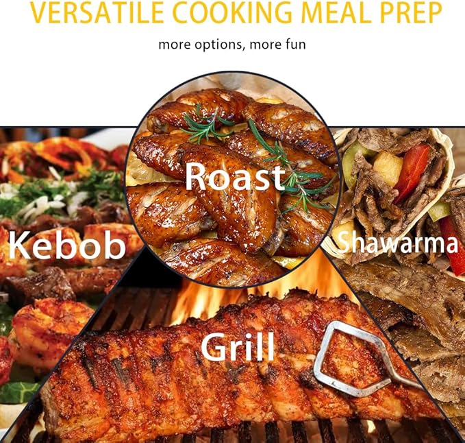 Upgraded Countertop Vertical Rotating Oven - Rotisserie Shawarma Machine, Kebob Machine, Stainless Steel Body W/Heat Resistant Door, Includes 5 Skewers & 5 Oil Collecting Cups, US Plug, 110V