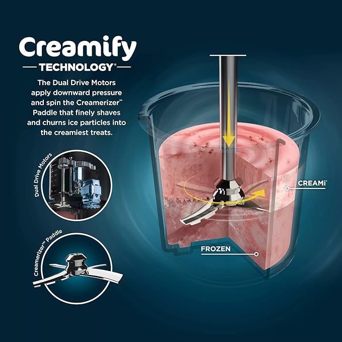SharkNinja NC301 CREAMi 7-In-1 Ice Cream Maker with 7 Custom Frozen Treat Modes and Easy 3-Step Treat Preparation, Cloud Silver (Renewed)