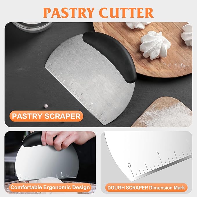 Pastry Cutter Biscuit Cutter Dough Cutters, Stainless Steel Butter Pastry Cutter Tool, Pastry Blender Baking Dough Tools, Round Biscuit Cutters, Sturdy & Long-Lasting, Gift Package (3 Pcs/Set)