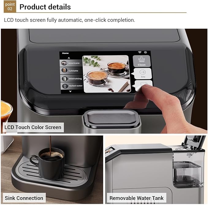 All-In-One Espresso Machine and 20 Bar Espresso With Machine Self-Cleaning and Milk Frother, One-Touch LCD BaristaGrade Coffee Maker Machines for Home