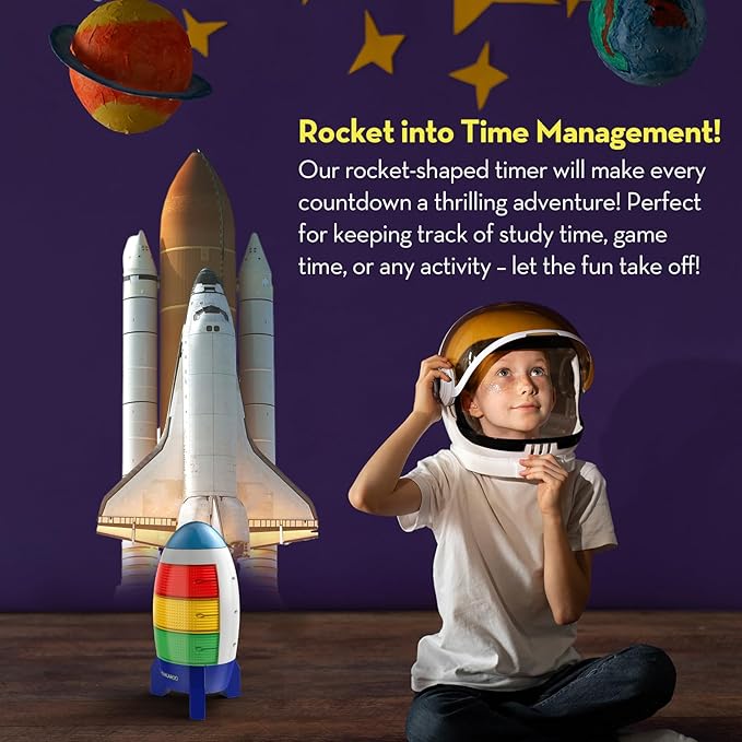 Ted Kangaroo Countdown Timer! Blast Off Visual Timer for Kids with Audio Rocket, 0-24 Hour Countdown, Memory Function, Red Yellow Green Light, Easy Setup, Battery Operated for Classroom and Home Use