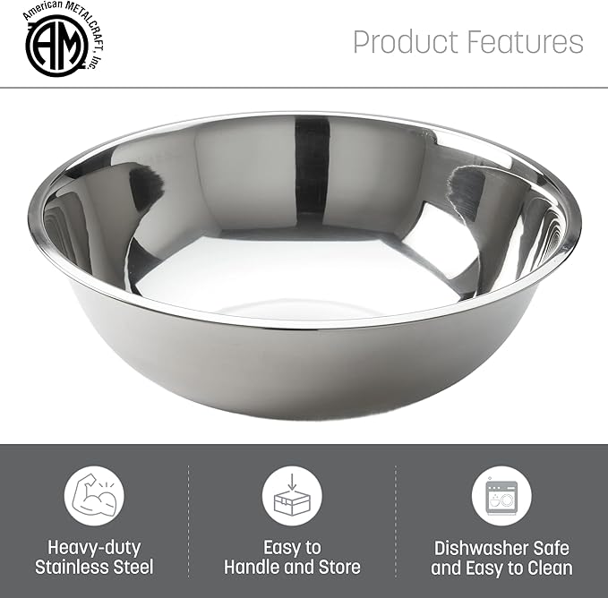 American METALCRAFT, Inc. 3 qt Stainless Steel Mixing Bowl, Silver