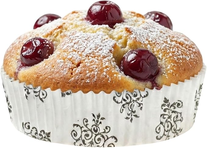 Panificio 4 Ounce Baking Cups, 200 Ridged Cupcake Liners - Oven-Ready, Freezable, Black And White Paper Muffin Cases, Disposable, Vintage Floral, For Wedding Parties, Baby Showers - Restaurantware