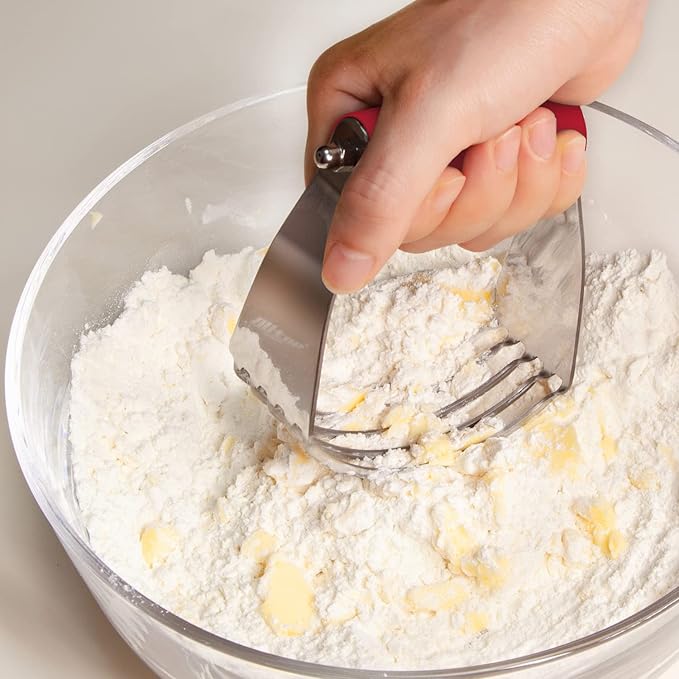 ALLTOP Pastry Blender Cutter, Stainless Steel Dough Masher for Butter, Biscuit, Baking, Kneading, Dough, Flakier and Fluffier Pie Crusts, Almond - Hand Kitchen Tool (1 Pack, Red)