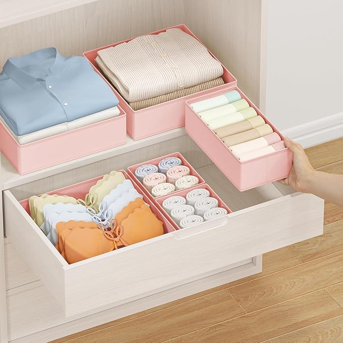 DIMJ Drawer Organizer Clothes 28 Pack - Foldable Baby Organizers and Storage Dresser Organizer for Bedroom, Closet Nursery Organization Dresser Dividers for underwear, Sock, Bra, Belt, Tie