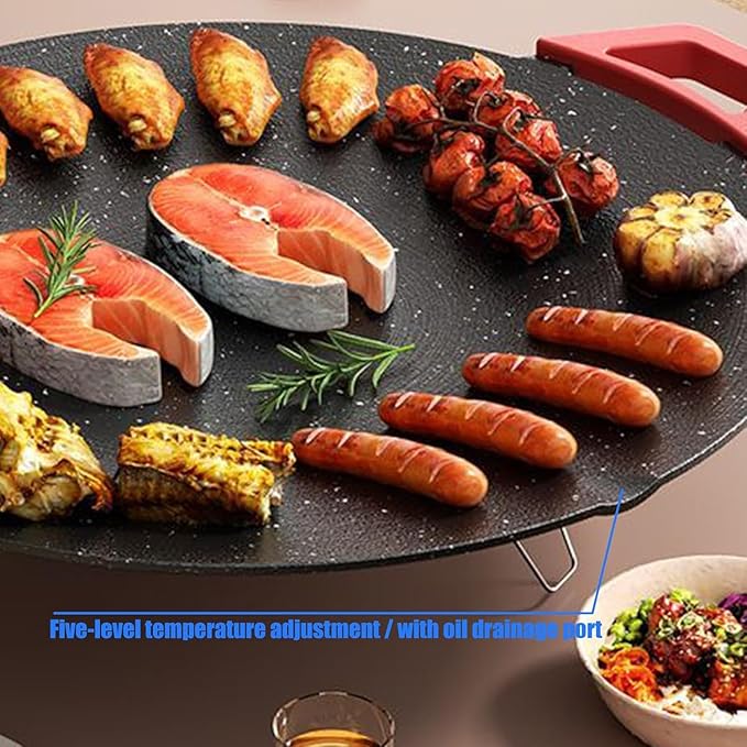 Non-Stick Electric Indoor Grill Pan, Indoor Smokeless Electric Griddle, 2026 Upgraded Smokeless Indoor Electric Grill & Nonstick Griddle for Steaks, Burgers and Indoor Cooking (Includes 4 Accessories)