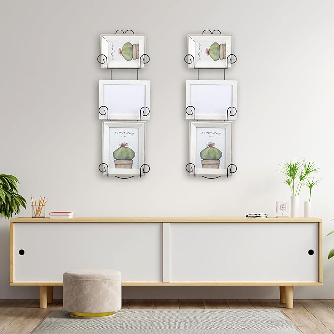 Menkxi 2 Pcs Plate Rack for Wall Vertical Vintage Wall Plate Holder Decorative for Display Hanger Brackets Mount Rack Arts with Screw and Nut Fittings for Display Dishes Picture Frame(3 Tier,Black)