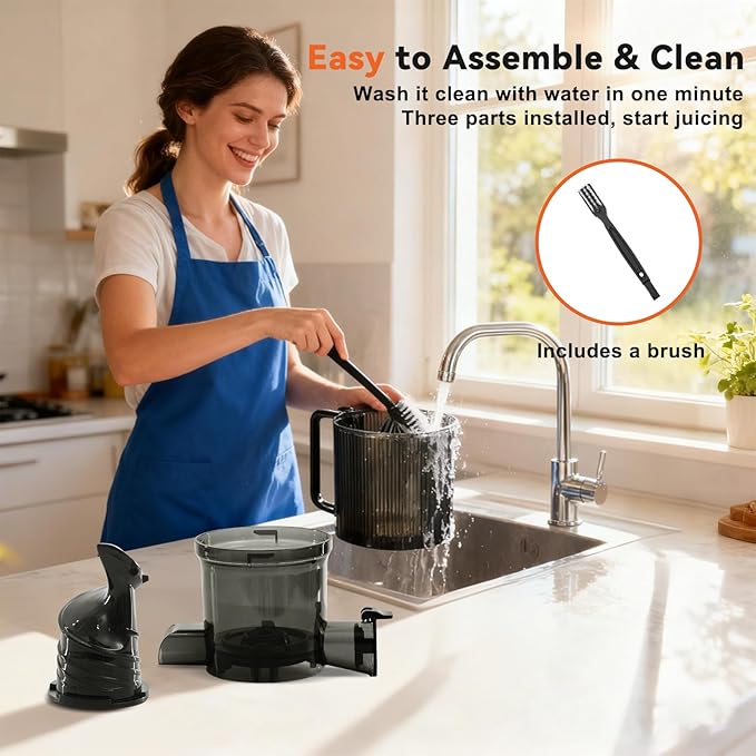 OLIXIS Cold Press Juicer, Masticating Juicer Machines with Wide Feed Chute, High Juice Yield and Easy to Clean for Whole Vegetables & Fruits, Silver