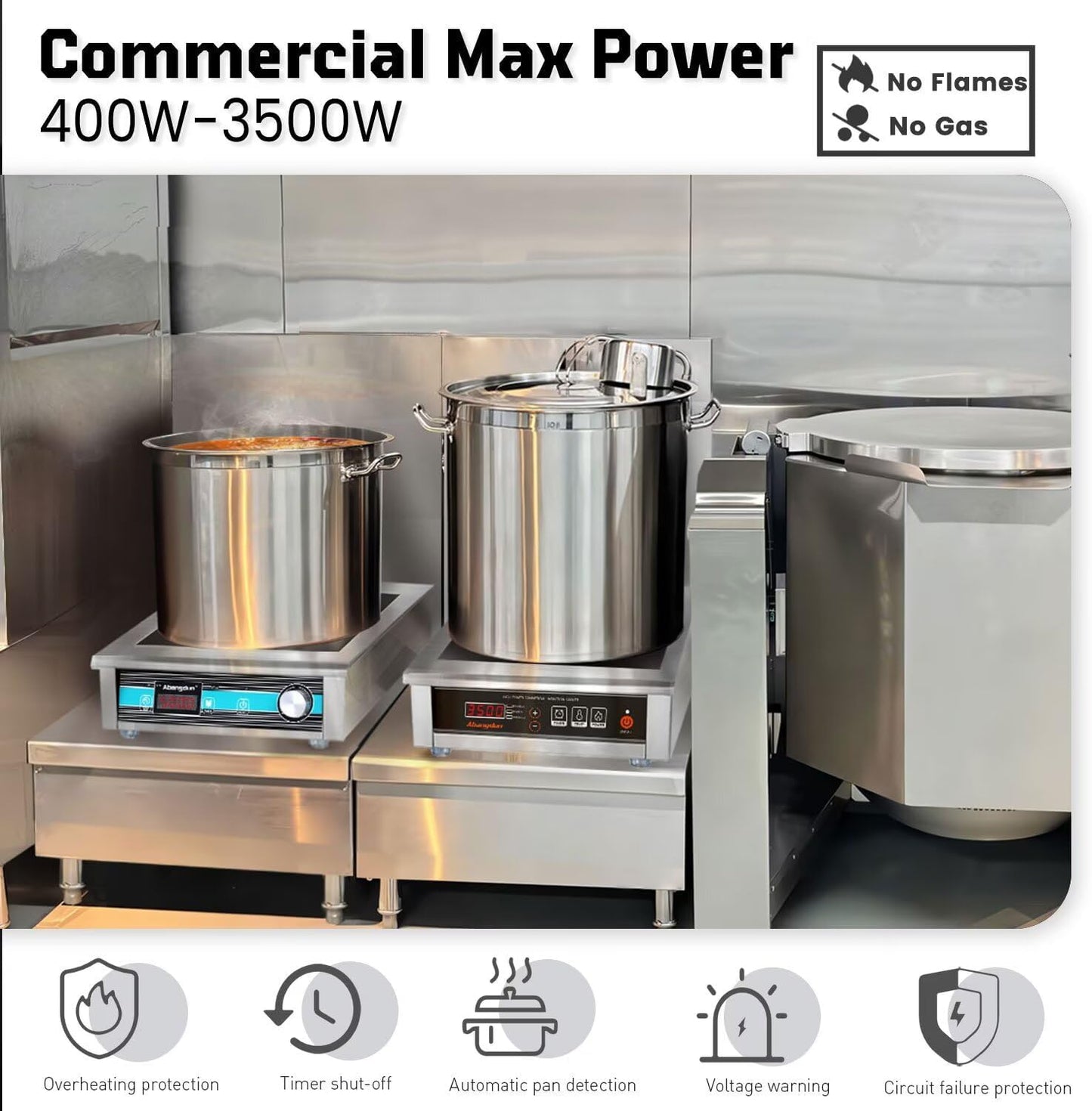 Commercial Induction Cooktop 3500W/240V Induction Burner 18-hour Timer Hot Plate for Kitchen Restaurants Abangdun (Single Burner)
