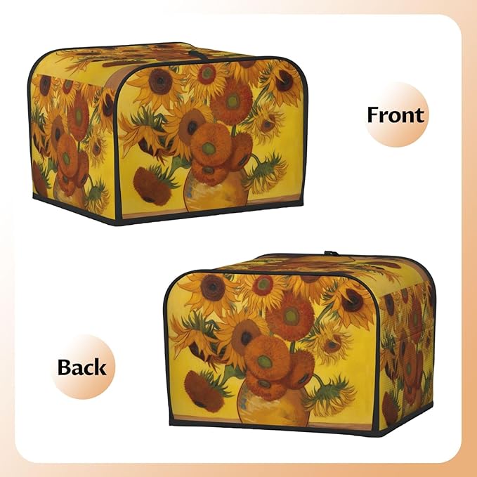 Sunflowers Painting Covers for Toasters 4 Slice,Cute Funny Bread Machine Cover with Handle,Washable Stain Resistant Kitchen Small Appliance Cover Dining Decor