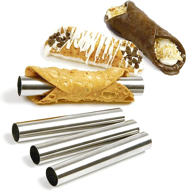 Non-stick Cream Horn Molds Stainless Steel, FantasyDay 4.72 inch Large Size Cannoli Tubes Kit Pack of 12 Baking Cones Pastry Roll Horn Croissant Mold - Christmas Anniversary Free Standing Cone Shape