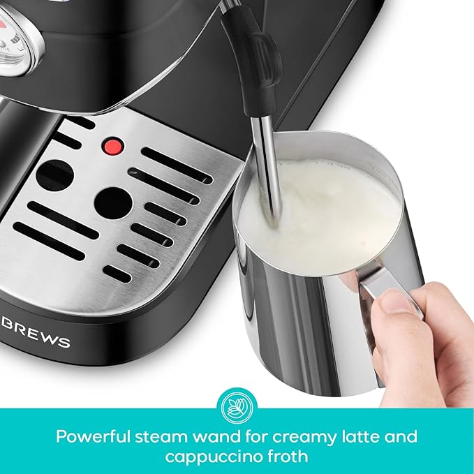 CASABREWS CM5418 Espresso Machine 20 Bar, Stainless Steel Espresso Maker with Milk Frother, Compact Cappuccino Machine for Home, Small Espresso Coffee Machine for Latte, Black
