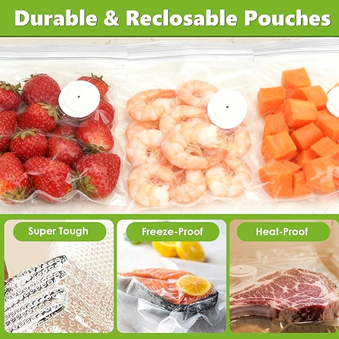 Vacuum Sealer for Food with Visible Water Tank, Handheld Vacuum Sealer Machine with 30 Reusable Bags, Compact Food Sealer Saver for 6X Preservation & Fresh, Wireless & Portable