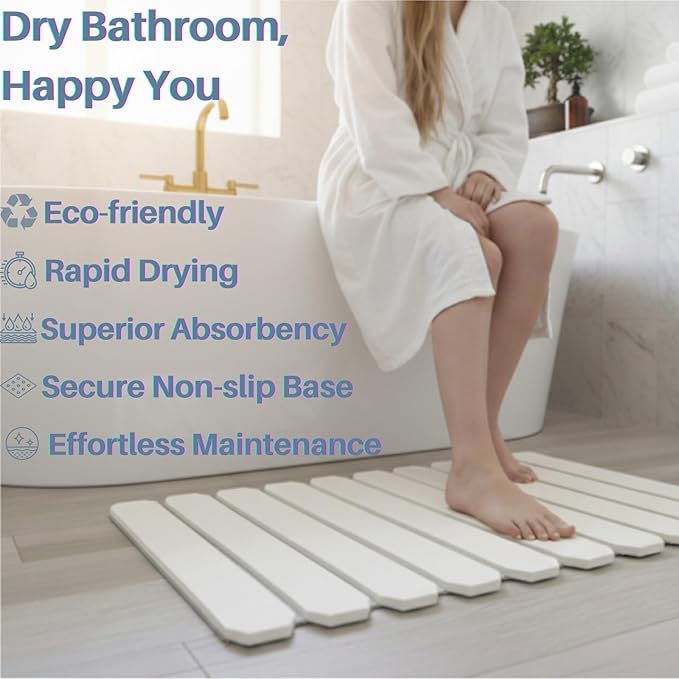 Stone Drying Mat 24″×16″ Large - Ultra Fast Absorbent Kitchen Counter & Bathroom Mat, Diatomaceous Earth Foldable Non-Slip for Dishes, Pets, Plants