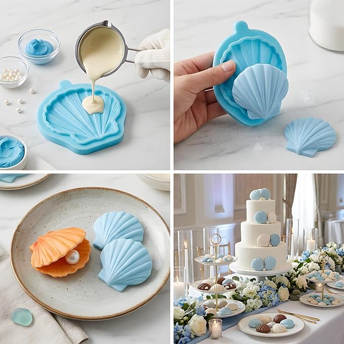 Clam Shell Fondant Silicone Molds for Cake Decoration Cupcake Topper Chocolate Candy Gum Paste Polymer Clay