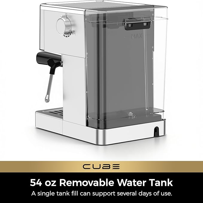 CHULUX Cube Espresso Machine with Milk Frother Steam Wand, 20 Bar Professional Italian Pump Semi Automatic Espresso Coffee Machine for Home Cappuccino & Latte Maker