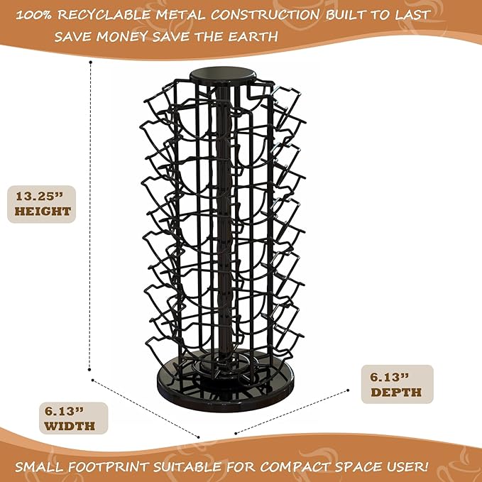 BLACKSMITH FAMILY Coffee Pods Holder Organizer, 360 Degrees Revolving Pod Carousel Compatible for 40 Nespresso Vertuo Pods No Assembly Required Nespresso Pods Holder Tower Stand,Piano Black