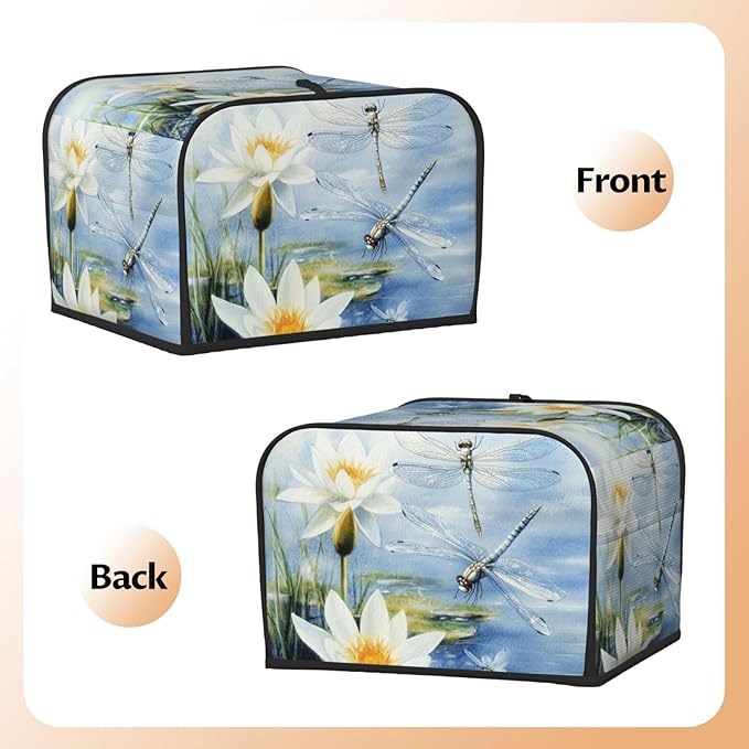 Light Blue Dragonflies Covers for Toasters 4 Slice,Cute Funny Bread Machine Cover with Handle,Washable Stain Resistant Kitchen Small Appliance Cover Dining Decor