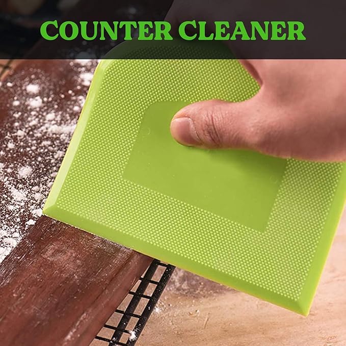 SURDOCA Dough Scraper Bench Scraper - 3P 10.6x6.7" Plastic Flexible Bowl Scraper, Sharp Edge & Angles Cake Scraper. Non-Slip Bakeware Decorating Tools Sculpting & Modeling Tools - Pure Pink