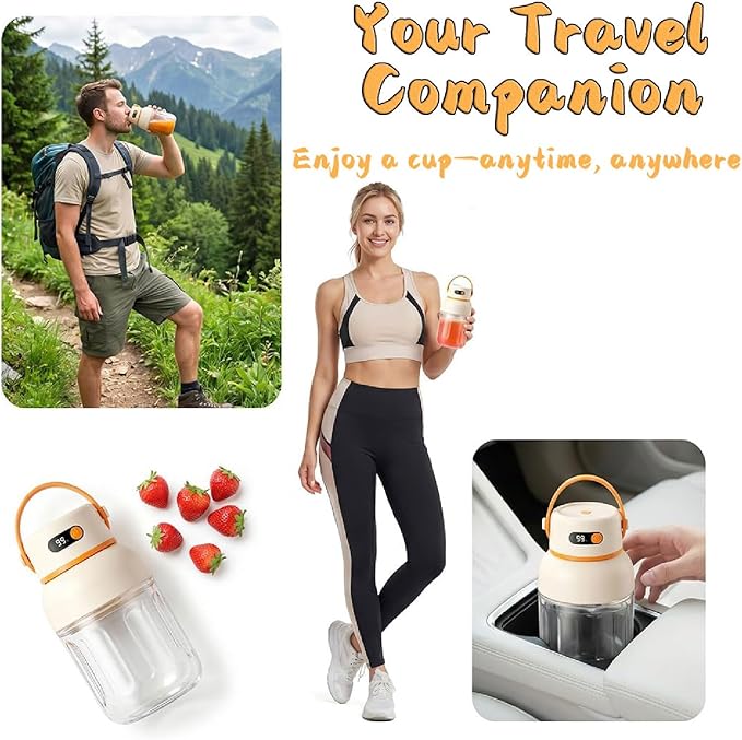 Portable Electric Juicer Cup with Zero Cord Hassle,Rechargeable Personal Blender,Digital Display,Power off when the lid is opened,2600mAh battery capacity for Gym, Office, Outdoors (1200ml)
