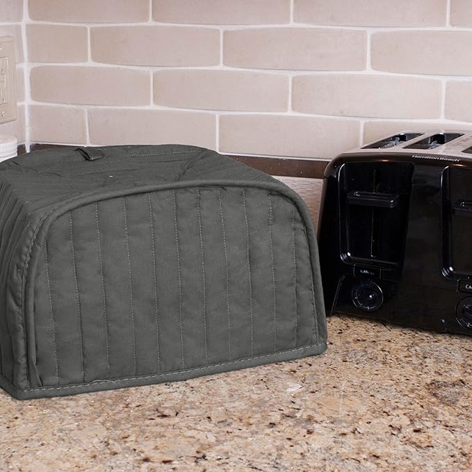 RITZ Premium Universal Four Slice Toaster Cover, 11.25" x 7.25" x 10.5", Polyester and Cotton Quilted, Fingerprint Protector, Super Soft Dust Cover (Appliance NOT Included), Graphite