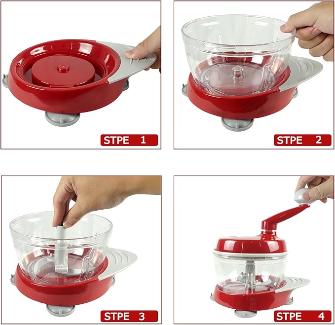 Manual Food Processor,Hand Powered Crank Food Processor Chopper,Food Vegetable Onions Chopper Processor Blender Mixer,for Vegetables Meat Fruits Onions