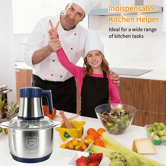 Food Processor,5-Speed Electric Food Chopper,Meat Grinder 5L(20Cups) with Two 6-Blade Sets,500W Powerful Vegetable Chopper Used for Dough Mixing,Meat, Nuts, Fruits, Garlic and Vegetables