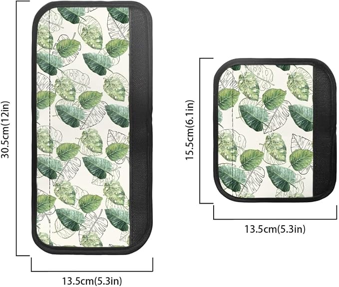 Fridge Door Handle Covers Set of 6 Washable Kitchen Electric Appliances Handle Protector Anti-Skid Home Decor Oven Refrigerator Microwave Accessories, Green Leave Cream White